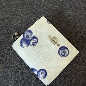 Coach Cream and Blueberry Print Wallet